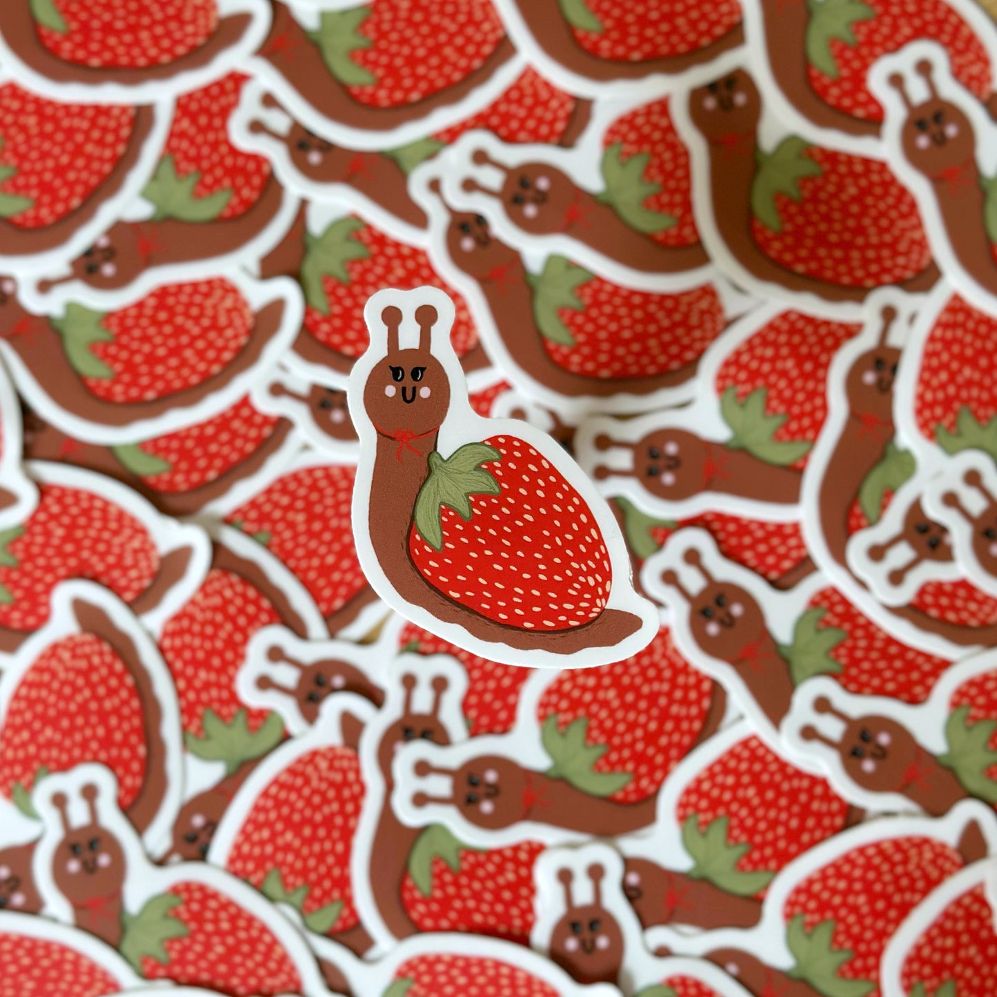 Strawberry Snail Sticker | Water Bottle & Laptop Sticker