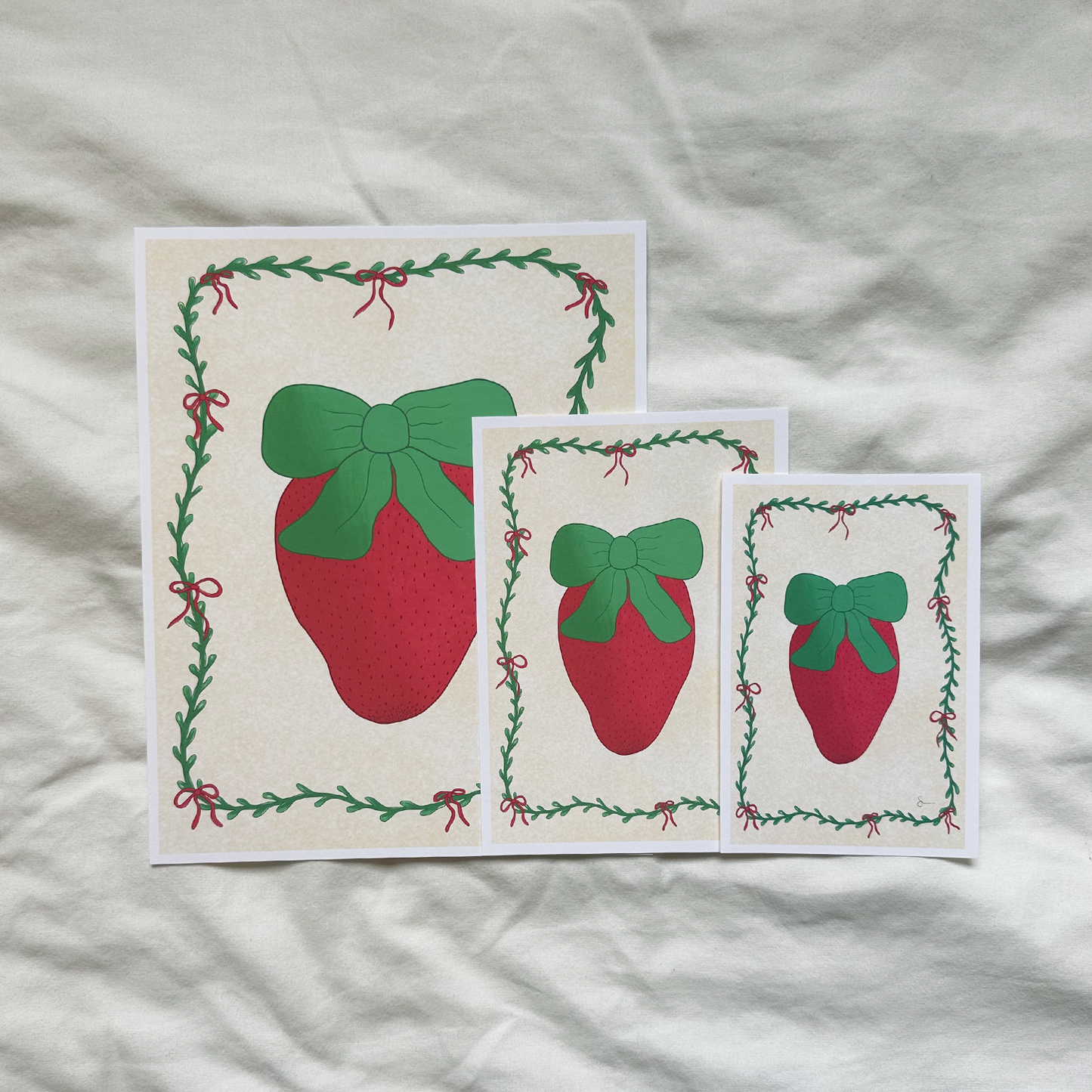 Strawberry Bow Print | Wall Decor