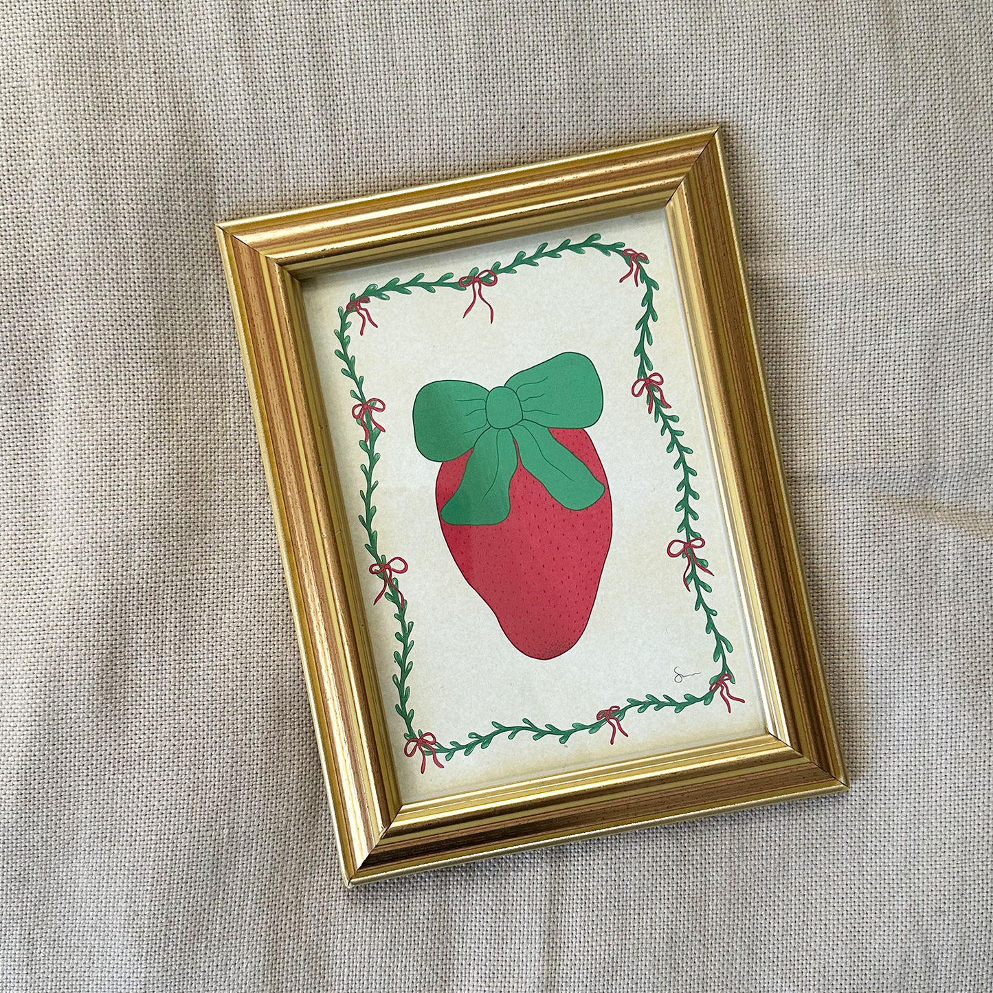 Strawberry Bow Print | Wall Decor