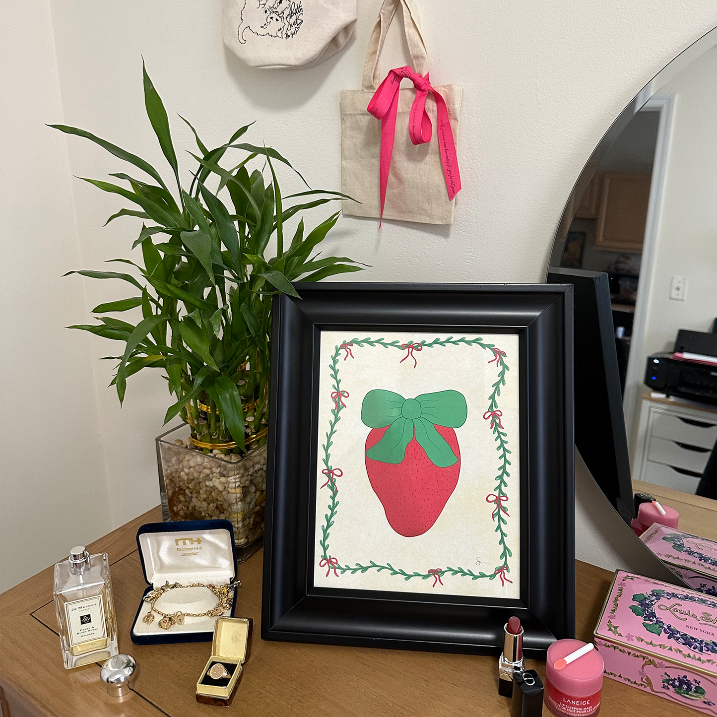 Strawberry Bow Print | Wall Decor